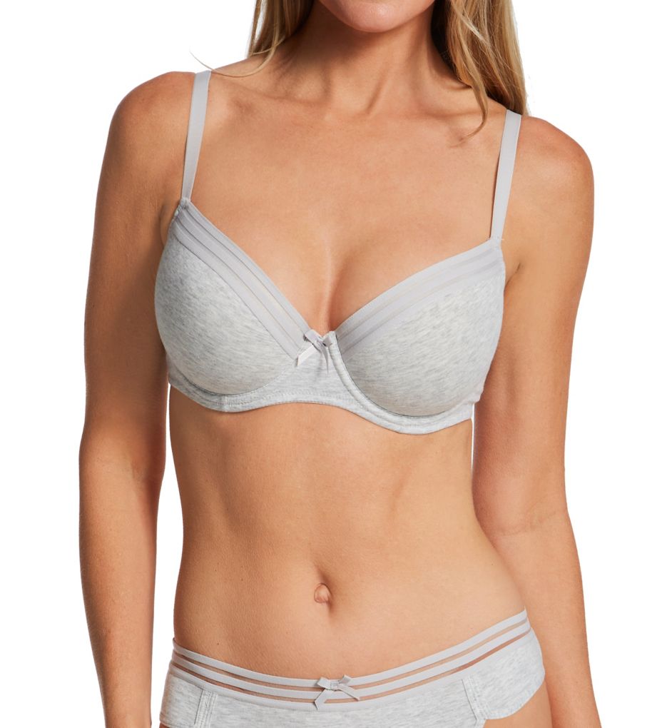 Pour Moi (2299349): Pour Moi 14600 Twist Cotton Padded T-Shirt Bra (Grey Marl 34A)