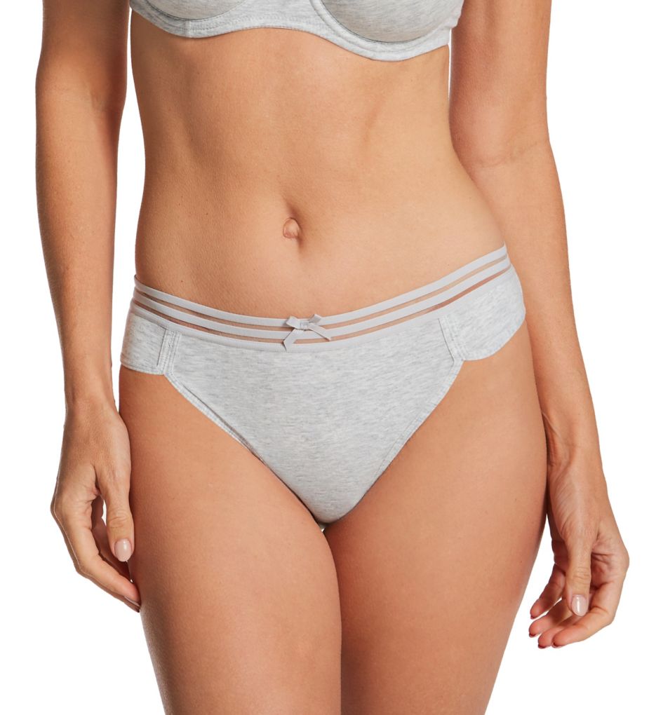 Pour Moi Women's Twist Cotton Brief Panty in Grey Marl | Plus Size Medium | HerRoom.com