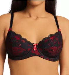 Amour Underwire Lace Bra Black/Scarlet 30E