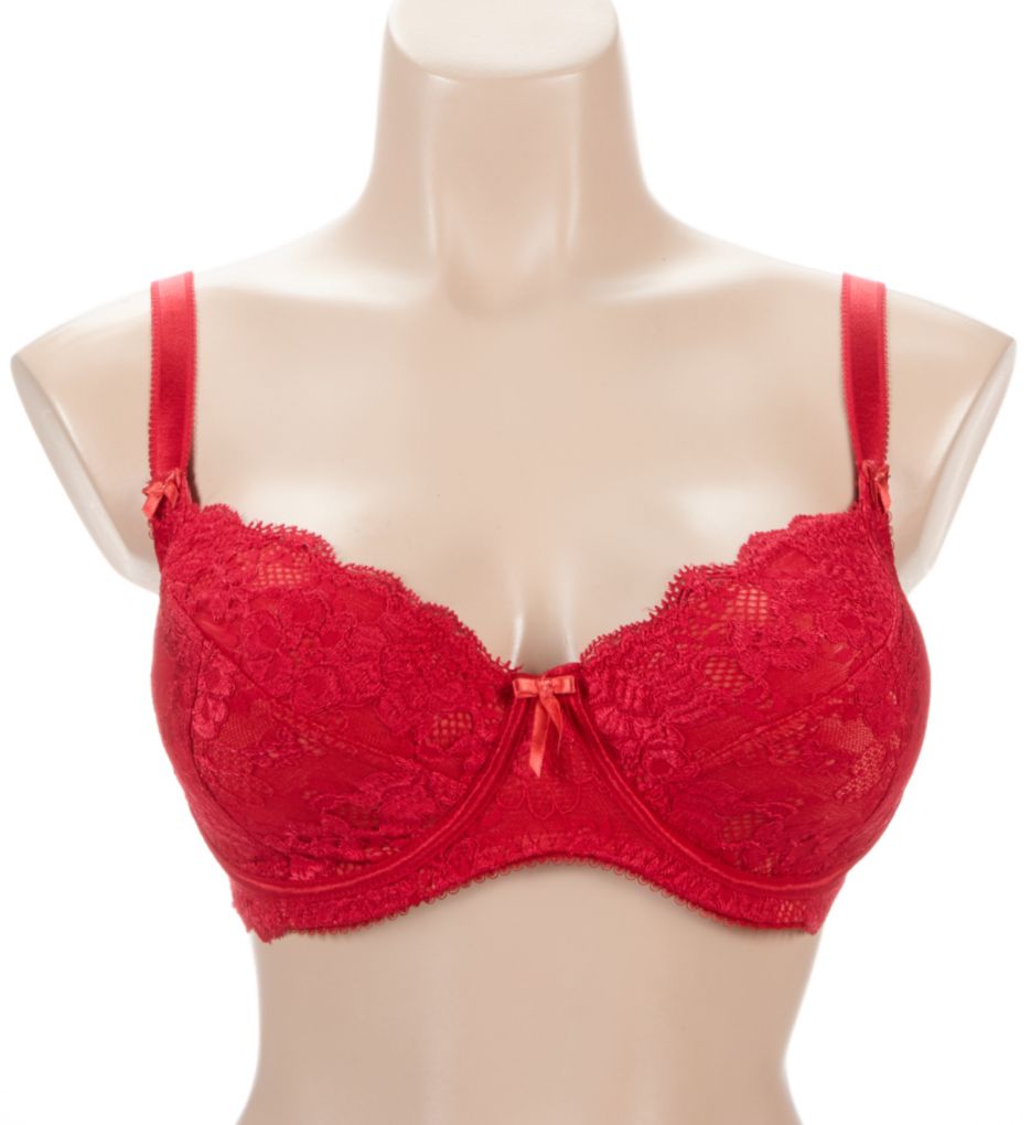 Amour Underwire Lace Bra Red/Cherry 34FF by Pour Moi