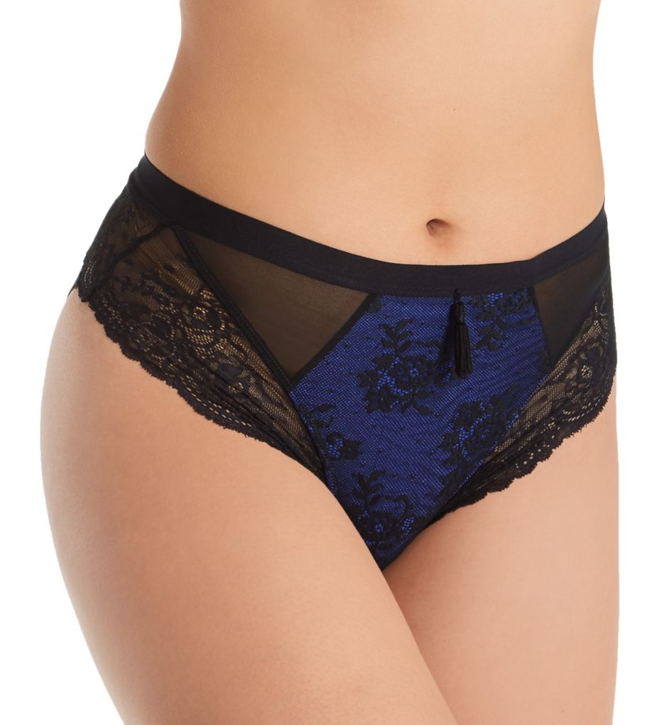 Pour Moi (2397818) -- Pour Moi 16106 Sensation High Leg Brief Panty (BLACK/COBALT M)