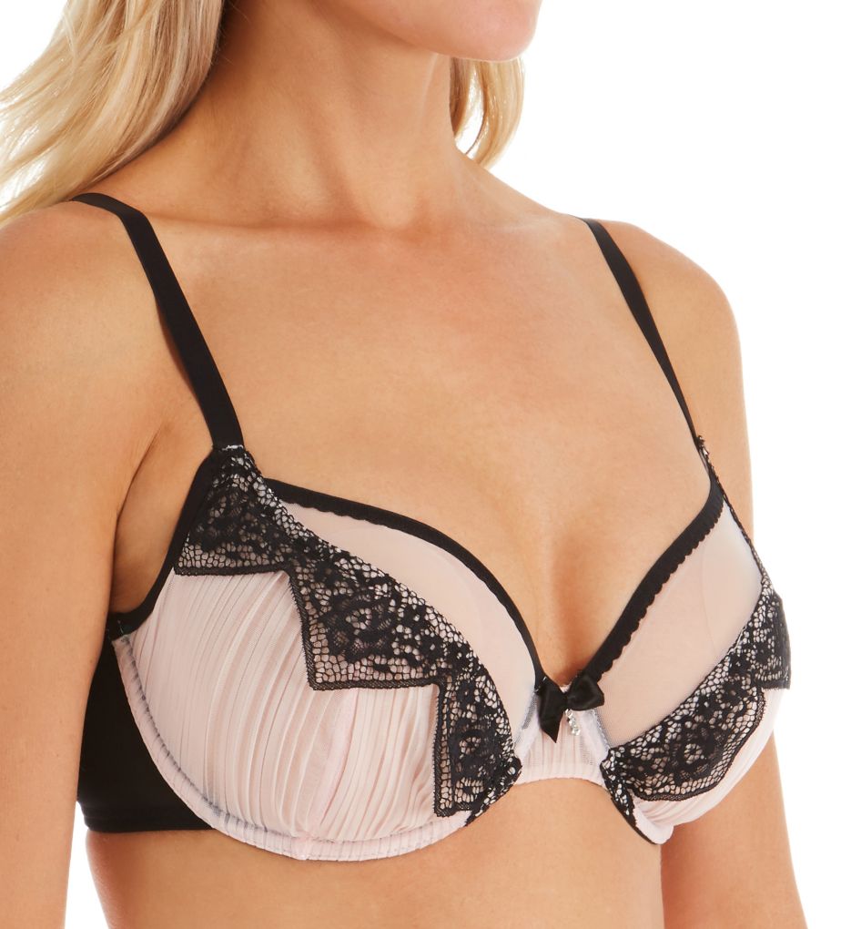 Pour Moi (2300509) -- Pour Moi 16202 Contradiction Voila Underwire Bra (Pink/Black 40DD)