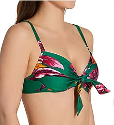 Paradiso Underwire Tie Front Bikini Swim Top Green 32D