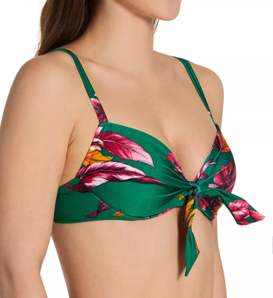 Paradiso Underwire Tie Front Bikini Swim Top Green 32D