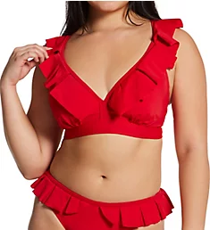Space Frill Hidden Underwire Convertible Swim Top Red 32D