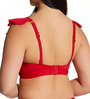Space Frill Hidden Underwire Convertible Swim Top Red 32D