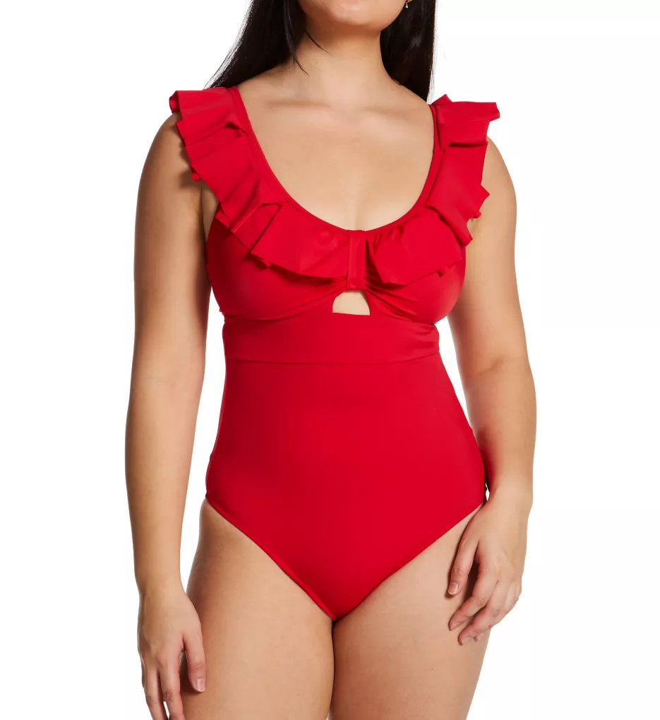 Space Frill Non Wire One Piece Swimsuit