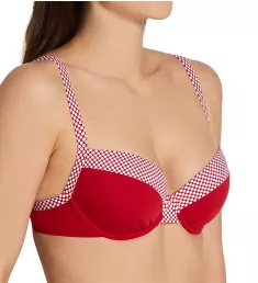 Positano Lightly Padded Underwire Swim Top Red/White 32C