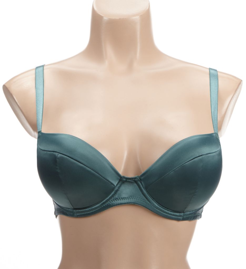 Pour Moi Satin Luxe Plunge Padded Bra FOREST 32E  - Image 1