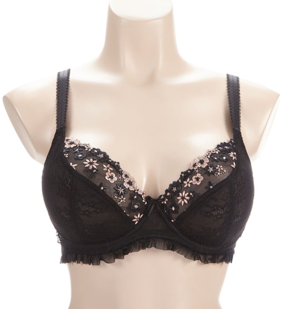 Pour Moi Gigi Plunge Non Padded Underwire Bra Black/Rose Gold 38E  - Image 1