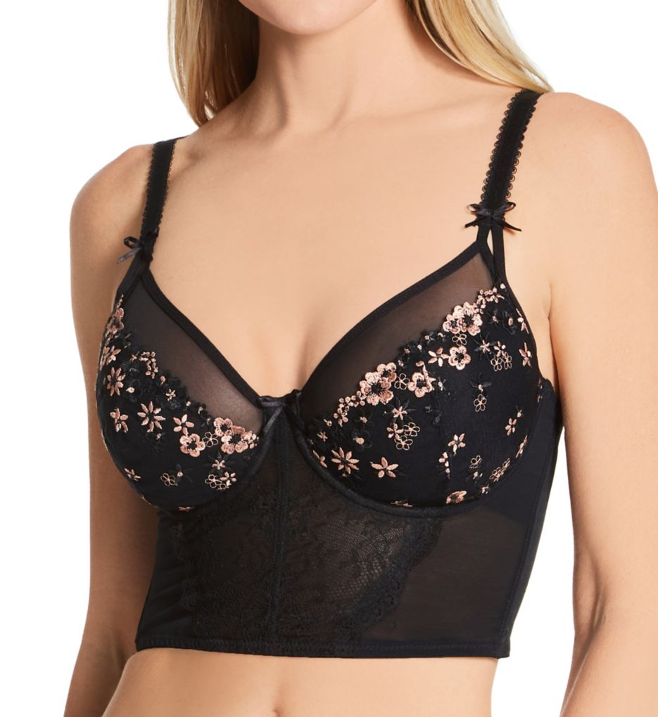Pour Moi (2522789) -- Pour Moi 20116 Gigi Longline Underwire Bra (Black/Rose Gold 38G)