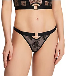 India Embroidery Thong Panty Black XS