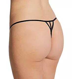 India Bold Embroidery Thong Panty Black XS