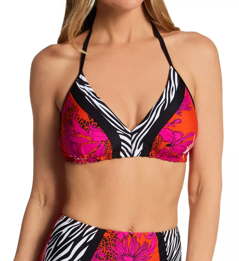 In The Mix Non Wired Padded Triangle Swim Top Animal Mix XS