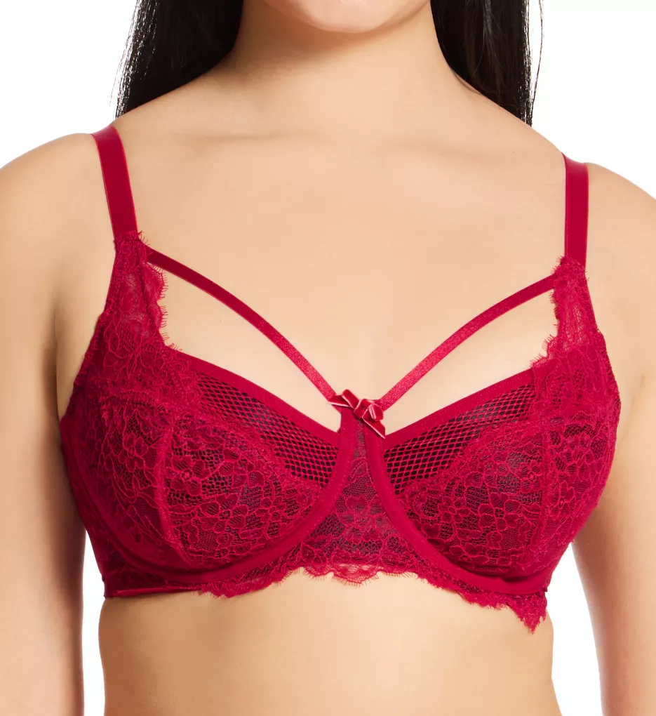 Pour Moi Dark Romance Lace Up Deep Brief in Red/Black FINAL SALE