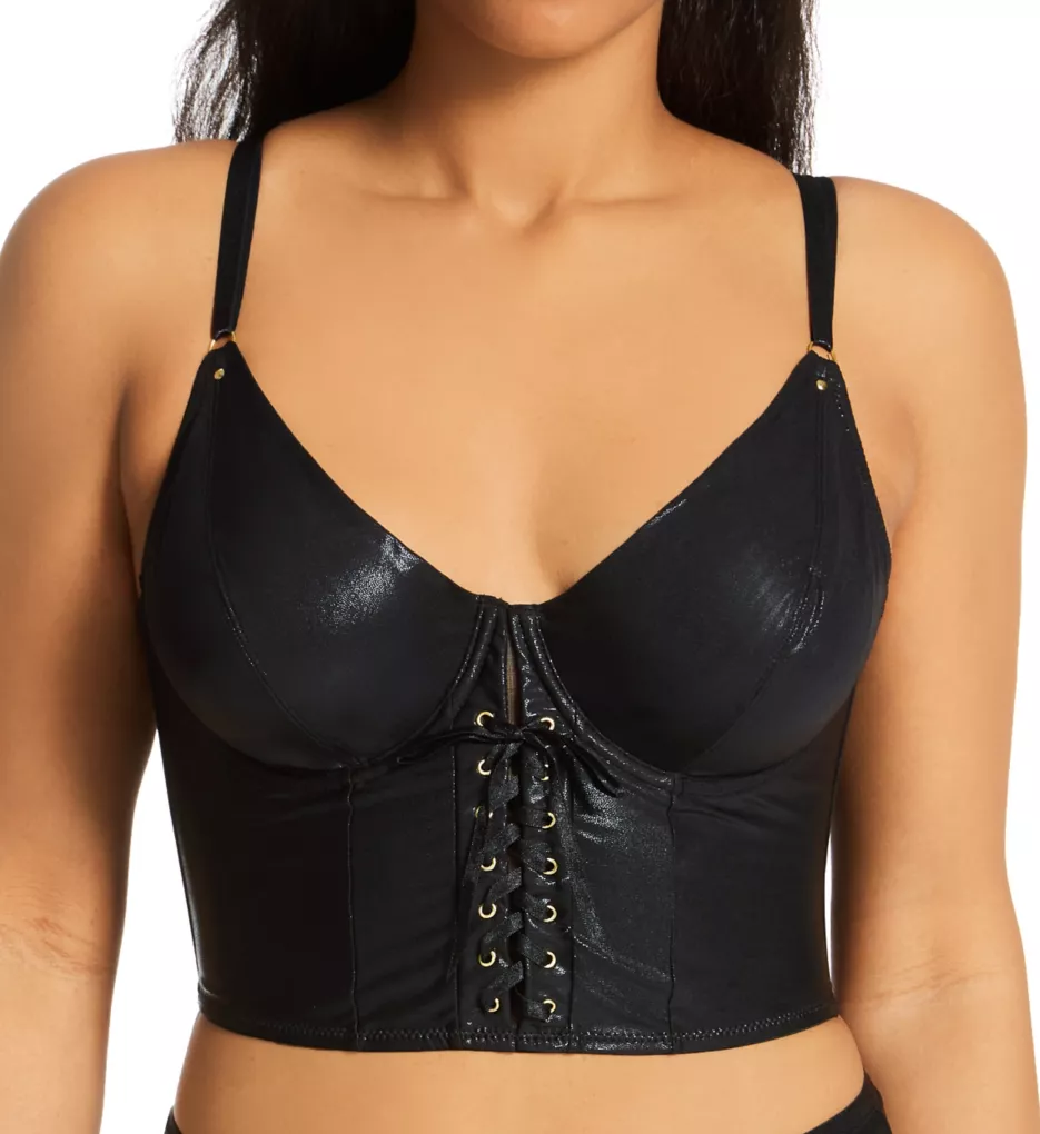 Women's Pour Moi 23801 Contradiction Obsessed Padded Push Up Longline Bra  (Black 36D)