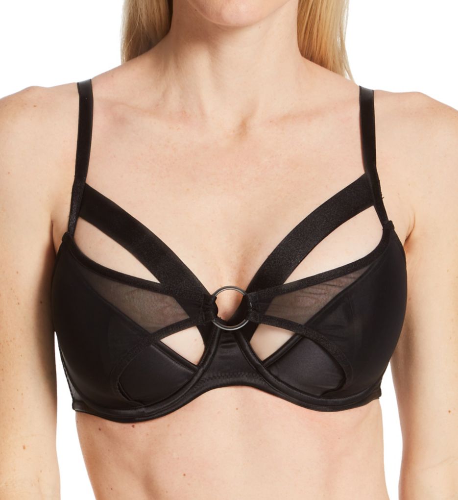 Women's Pour Moi 23801 Contradiction Obsessed Padded Push Up Longline Bra  (Black 32C)