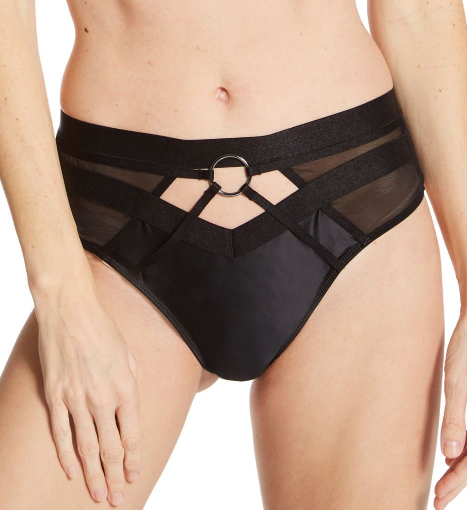 Pour Moi Women's Contradiction Obsessed High Waist Thong Panty in Black | Plus Size 2XL | HerRoom.com