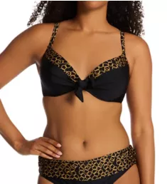 Casablanca Padded Underwire Tie Front Swim Top Gold Chain 32D