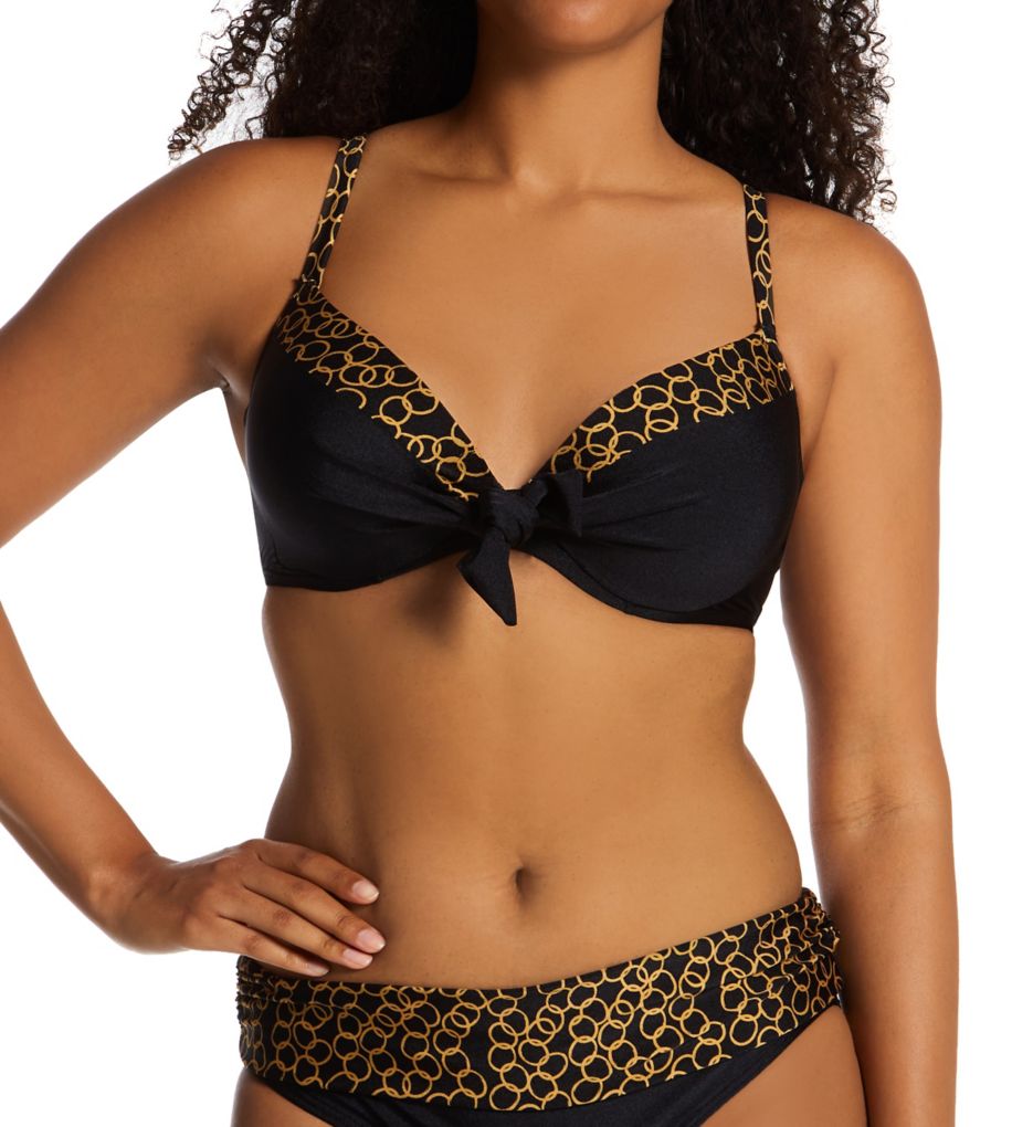 Strap-Its Plunge Bra with Chain Straps Black with Gold/Black Chain / One Size Fits Most