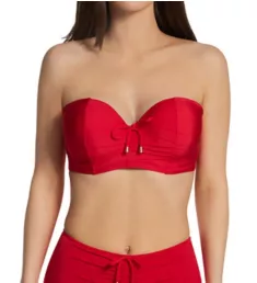 Santa Cruz Strapless Padded Underwire Swim Top Red 32C