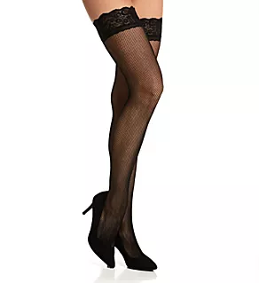 Suspense Fishnet Back Seam Hold Up Black S/M