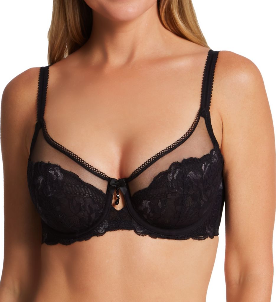 36G Bra Size in H Cup Sizes Black Keyhole Detail and Lace Cup Plus Size