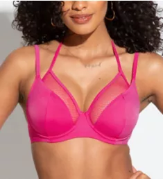 Glamazon Underwire Double Strap Swim Top Hot Pink 32C