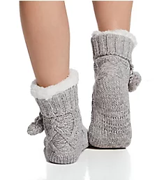 Cable Knit Slipper Sock Grey S/M