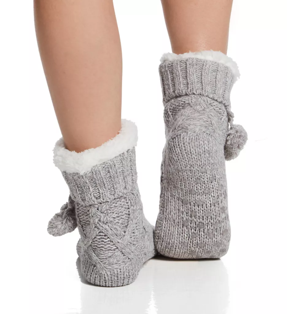 Cable Knit Slipper Sock Grey S/M
