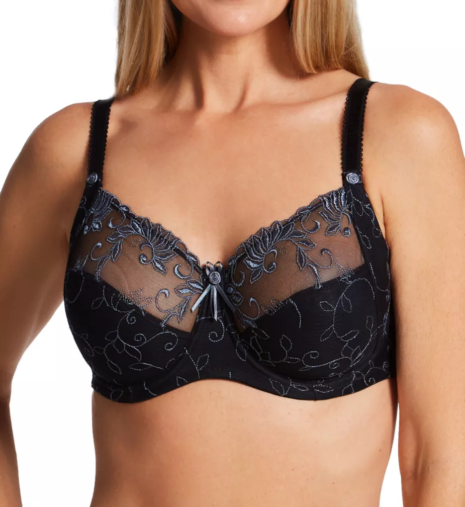 Imogen Rose Embroidered Underwire Balconette Bra Black/Platinum 34E