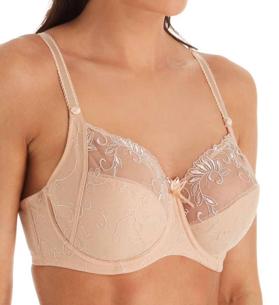 Pour Moi Women's Imogen Rose Embroidered Underwire Balconette Bra in Beige | Plus Size 32G | HerRoom.com