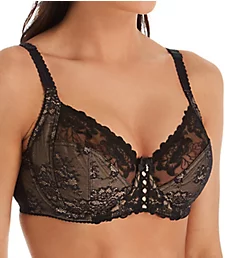 Sophia Lace Embroidered Side Support Bra Black 34D