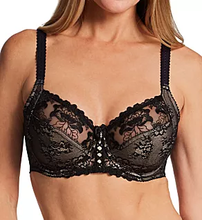 Sophia Lace Embroidered Side Support Bra Black 34D