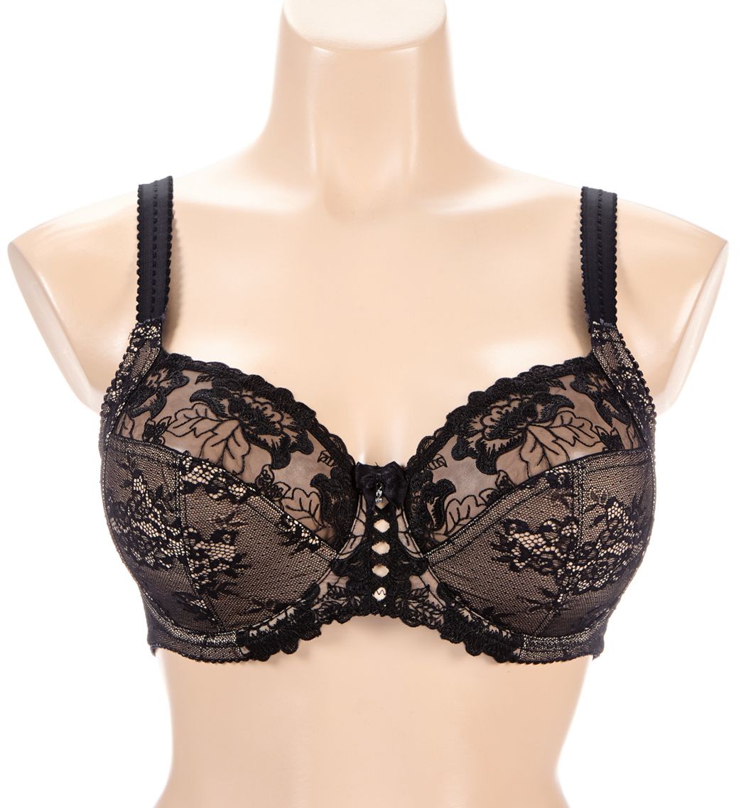 Pour Moi Sophia Lace Embroidered Side Support Bra Black 40FF  - Image 1