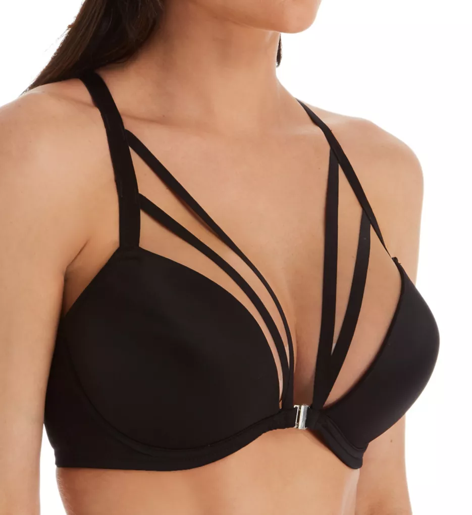 Contradiction Strapped Front Close T-Shirt Bra Black 32C