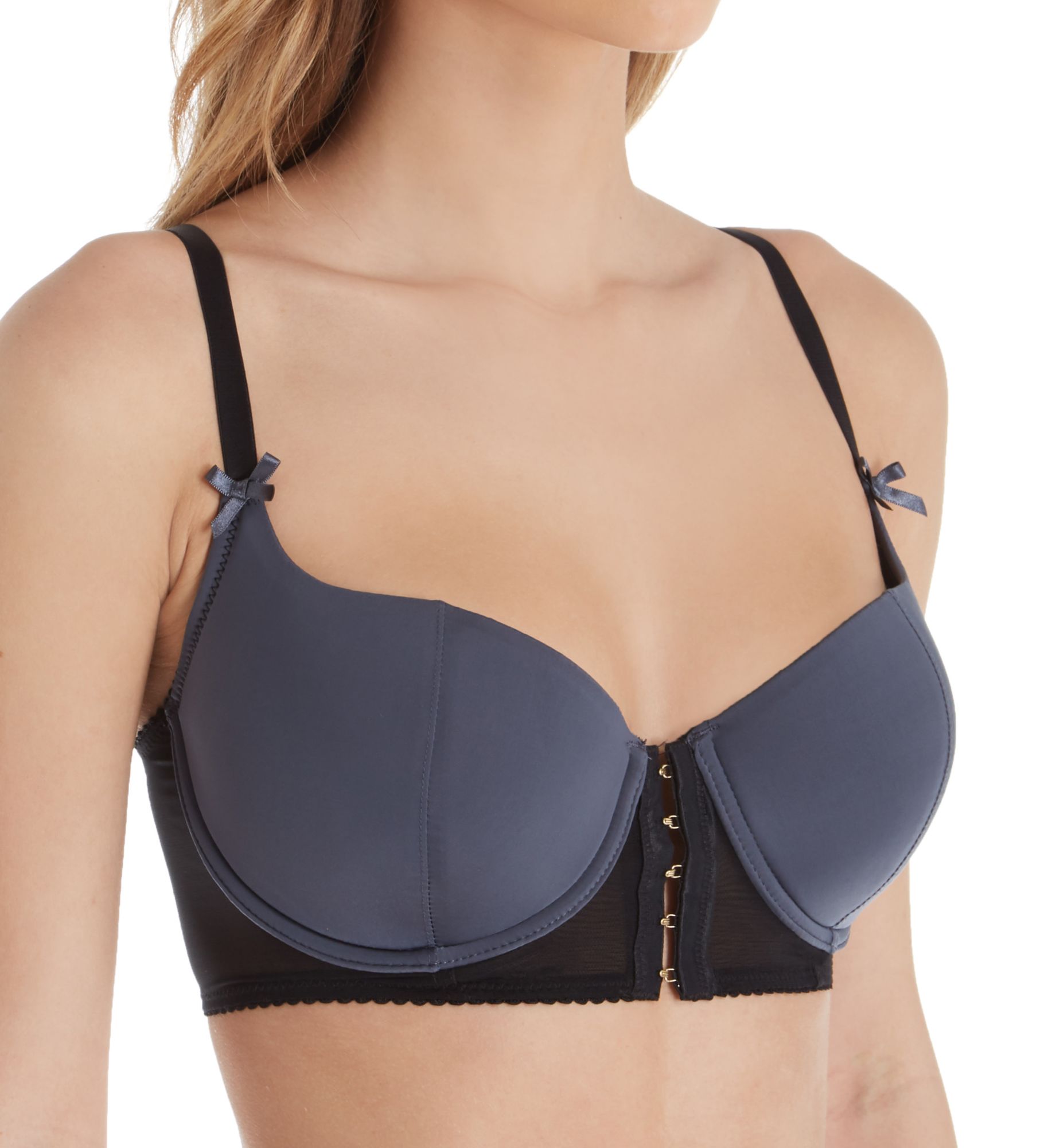 Pour Moi (2195858) -- Pour Moi 51000 Contradiction Hook Up Underwire Bra (Platinum/Black 34F)