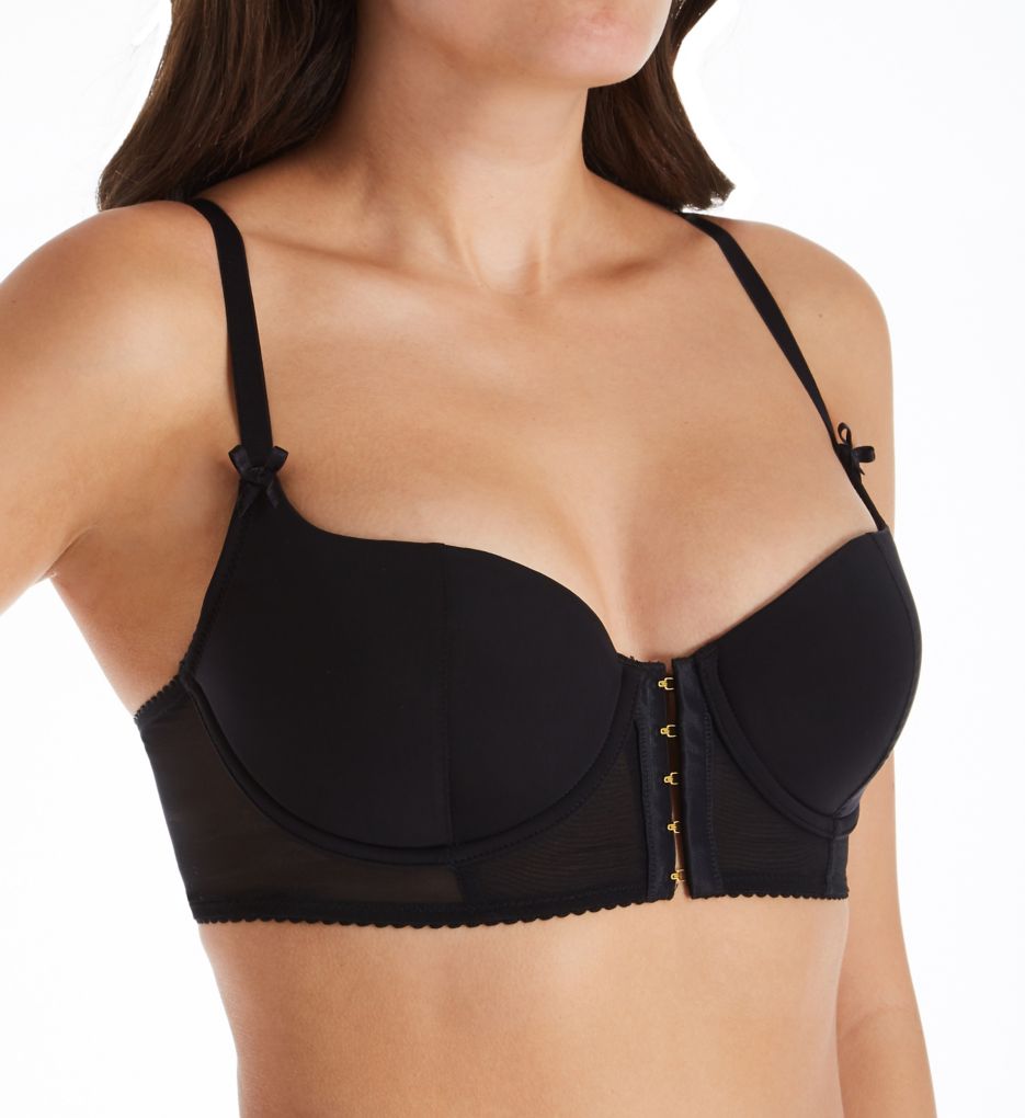 Pour Moi Amour Accent Black Underwired Front Fastening Bralette, Brief or  Thong