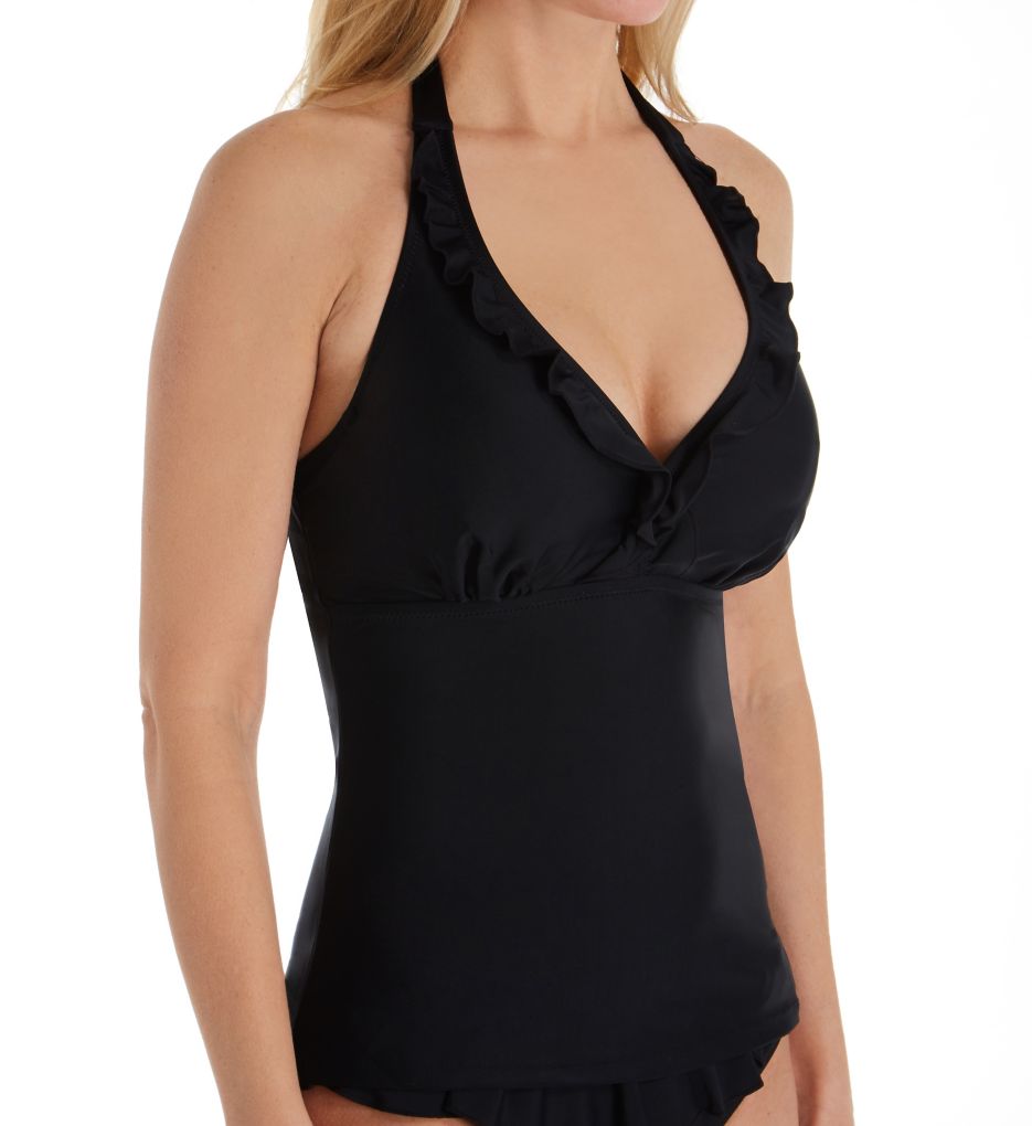 Black halter store tankini swim top