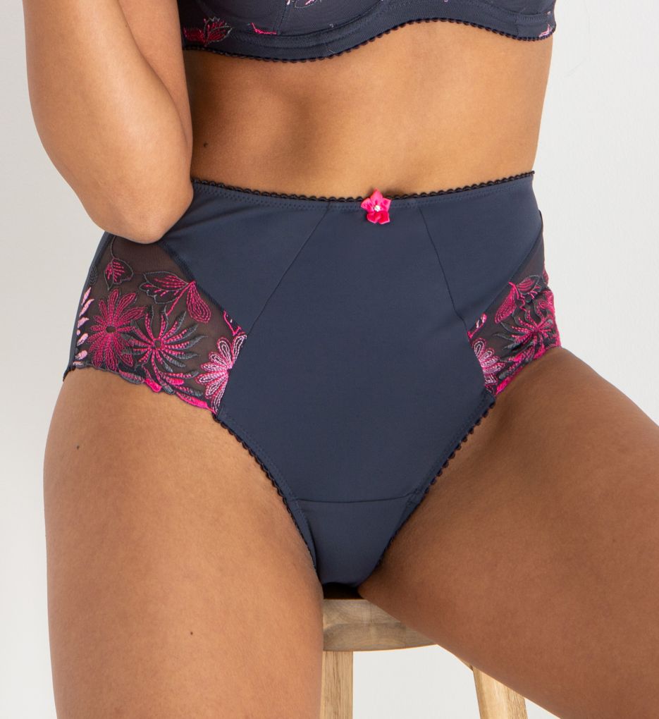 Pour Moi (2541978): Pour Moi 7718 St. Tropez High Waist Brief Panty (Slate/Pink XS)