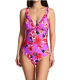 Getaway Frill Tummy Control One Piece Swimsuit Ultraviolet Floral S