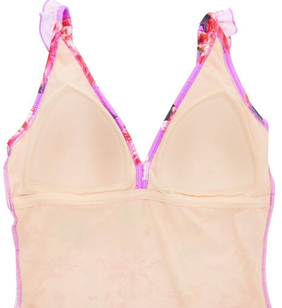 Pour Moi Getaway Frill Tummy Control One Piece Swimsuit Ultraviolet Floral L  - Image 3