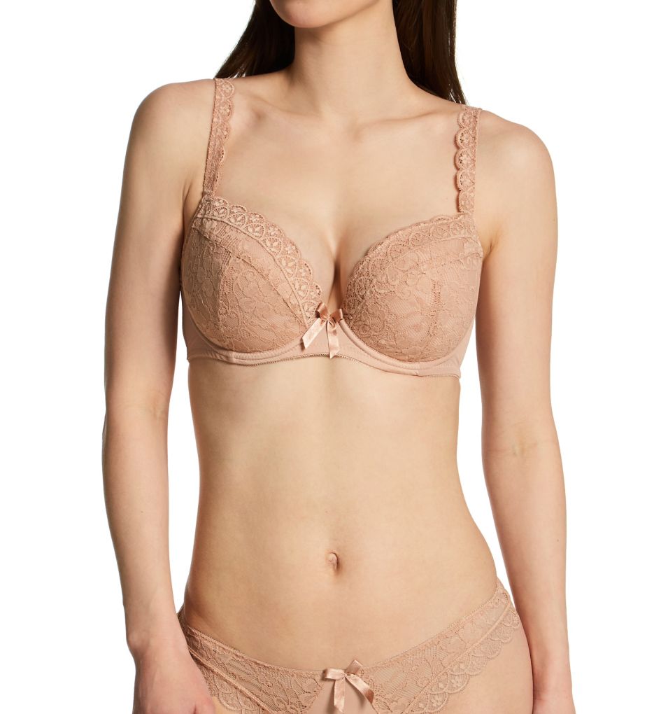 Pour Moi Women's Rebel Padded Plunge Underwire Bra in Beige | Size 38DD | HerRoom.com