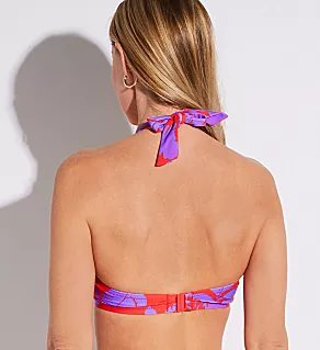 Heatwave Halter Underwire Bikini Swim Top Red/Purple 38FF