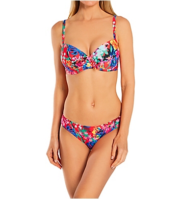 66000 Pour Moi Waffle Padded Sweetheart Underwired Bikini Top Blue