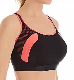 Energy Underwire Padded Cross Back Sports Bra Black/Coral 32C