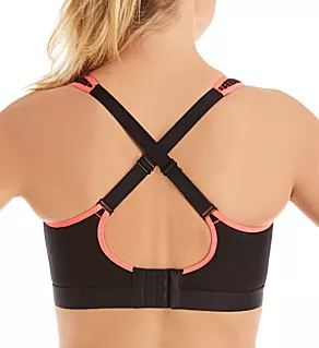Energy Underwire Padded Cross Back Sports Bra Black/Coral 32C