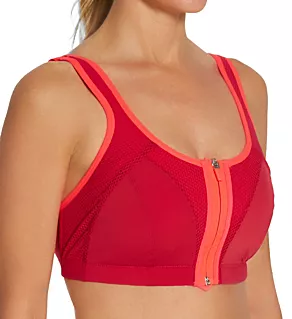 Energy Zip Front Padded Sports Bra Cherry/Red 34E