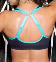 Energy Zip Front Padded Sports Bra Black/Aqua 40D