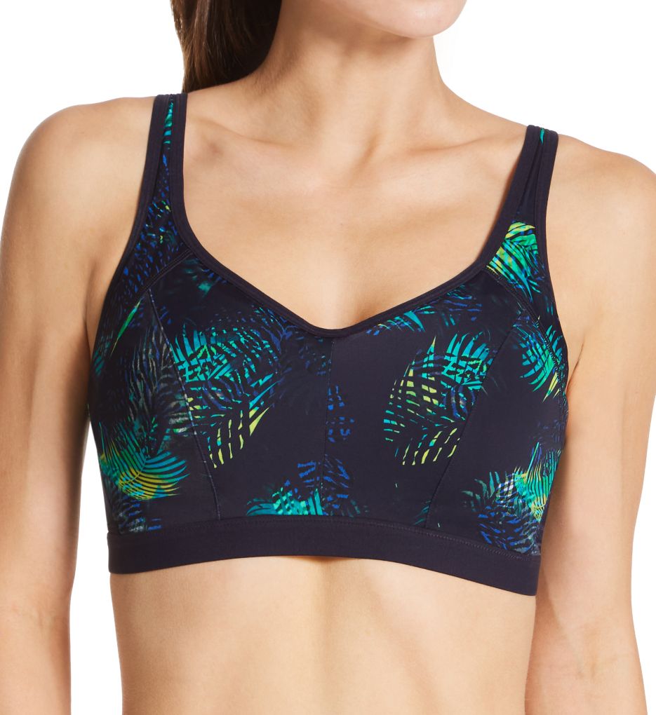 Pour Moi Women's Energy Rush Lightly Padded Underwire Sports Bra in Navy Fern | Size 34F | HerRoom.com